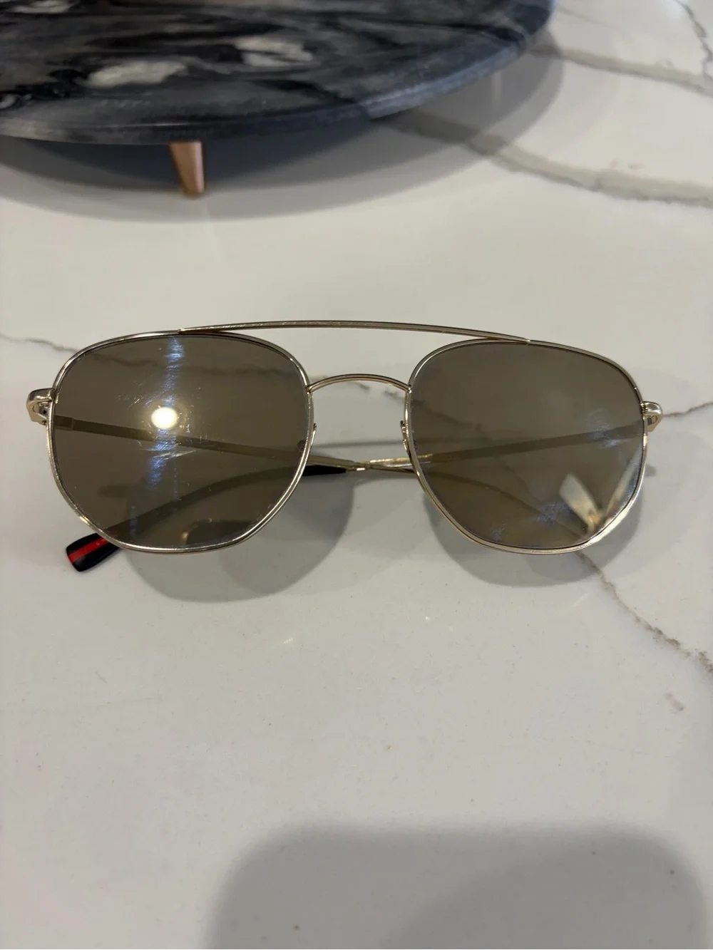 Prada Men’s Gold Frame Sunglasses with Gold-Tone Lenses
